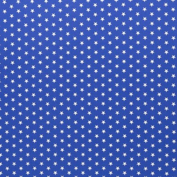 Baumwoll Druck Sterne Royalblau/Weiß  Ø 1 cm